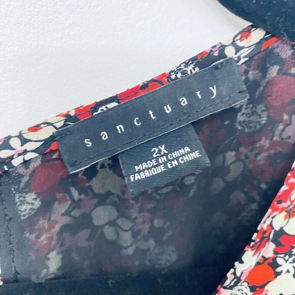 SANCTUARY Women's Floral Multicolor Midi Blouson Dress Knee Length Size 2XL - Picture 5 of 13